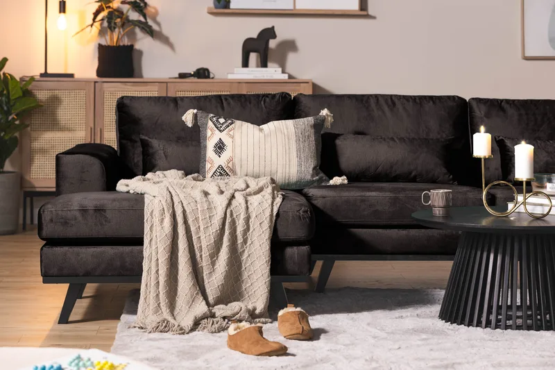 Copenhagen 5-sits Högervänd U-formad Soffa med Divan och Schäslong i Sammet - Mörkgrå - Products - Möbler - Soffa - Sammetssoffa