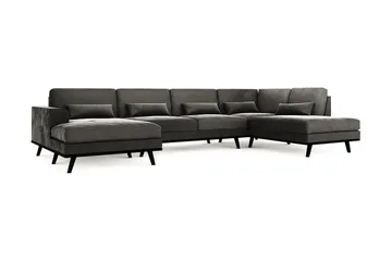 Copenhagen 5-sits Högervänd U-formad Soffa med Divan och Schäslong i Sammet - Mörkgrå - Products - Möbler - Soffa - Sammetssoffa