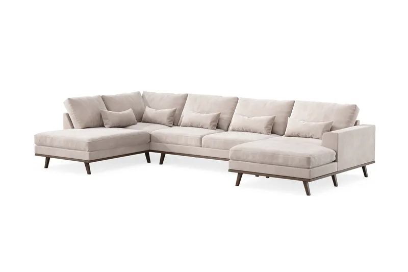 Copenhagen 5-sits Vänstervänd U-formad Large Soffa med Divan och Schäslong i Sammet - Beige - Products - Möbler - Soffa - Sammetssoffa