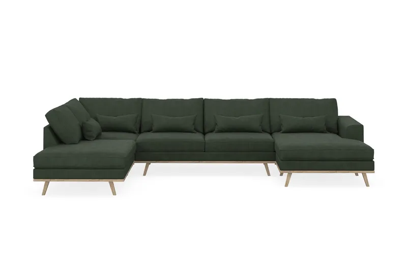 Copenhagen 5-sits Vänstervänd U-formad Soffa med Divan och Schäslong i Manchester, Mörkgrön