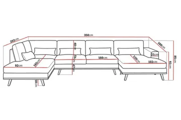 Copenhagen 5-sits Vänstervänd U-formad Soffa med Divan och Schäslong i Sammet - Mörkgrå - Products - Möbler - Soffa - Sammetssoffa