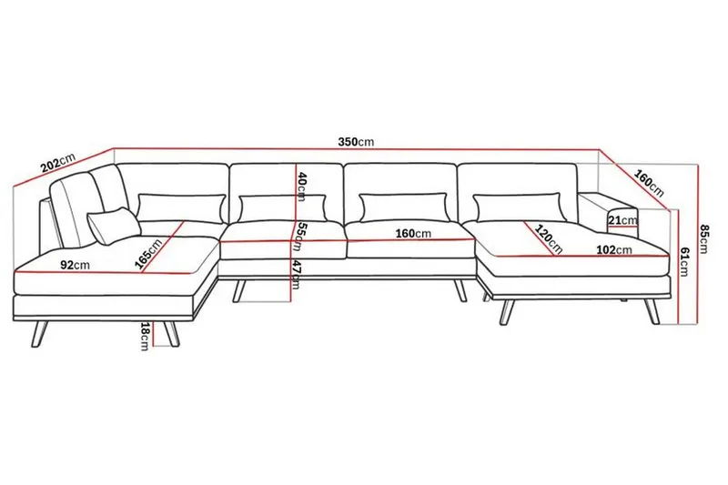 Copenhagen 5-sits Vänstervänd U-formad Soffa med Divan och Schäslong i Sammet - Mörkgrå - Products - Möbler - Soffa - Sammetssoffa