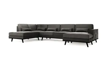 Copenhagen 5-sits Vänstervänd U-formad Soffa med Divan och Schäslong i Sammet - Mörkgrå - Products - Möbler - Soffa - Sammetssoffa