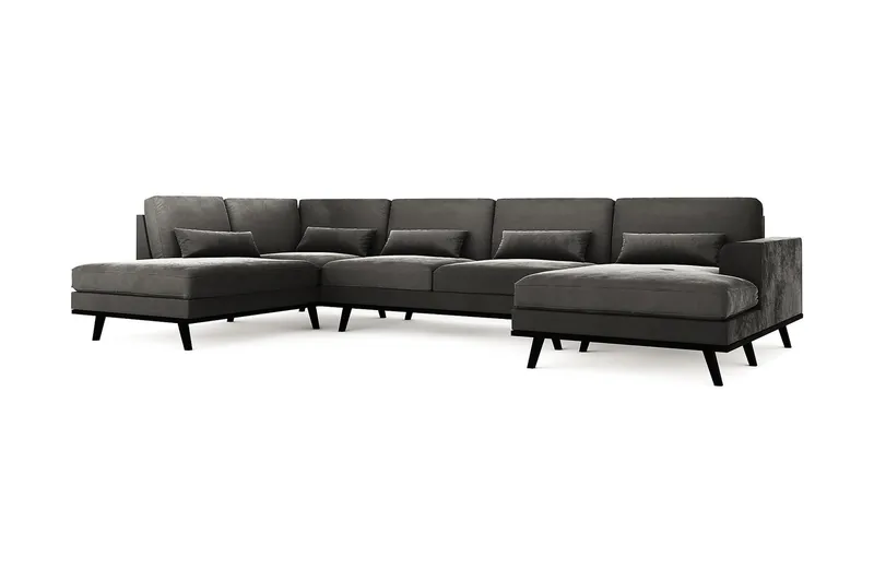 Copenhagen 5-sits Vänstervänd U-formad Soffa med Divan och Schäslong i Sammet - Mörkgrå - Products - Möbler - Soffa - Sammetssoffa