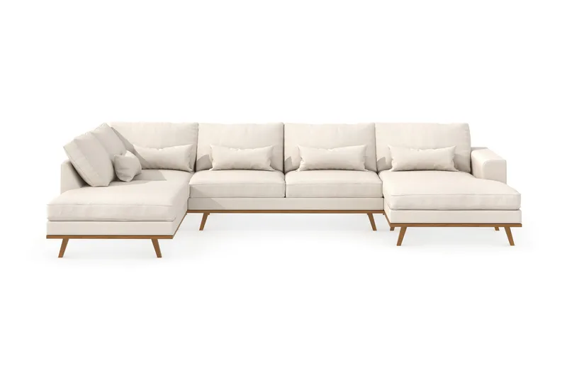 Copenhagen 5-sits Vänstervänd U-formad Soffa med Divan och Schäslong i Tyg, Beige