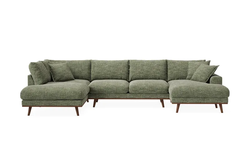 Copenhagen Premium 5-sits Vänstervänd U-formad Djup Soffa med Divan och Schäslong i Chenille, Grön