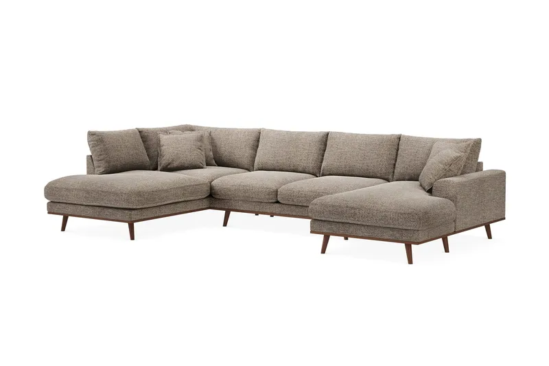 Copenhagen Premium 5-sits Vänstervänd U-formad Djup Soffa med Divan och Schäslong i Chenille - Brun - Products - Möbler - Soffa - U-soffa