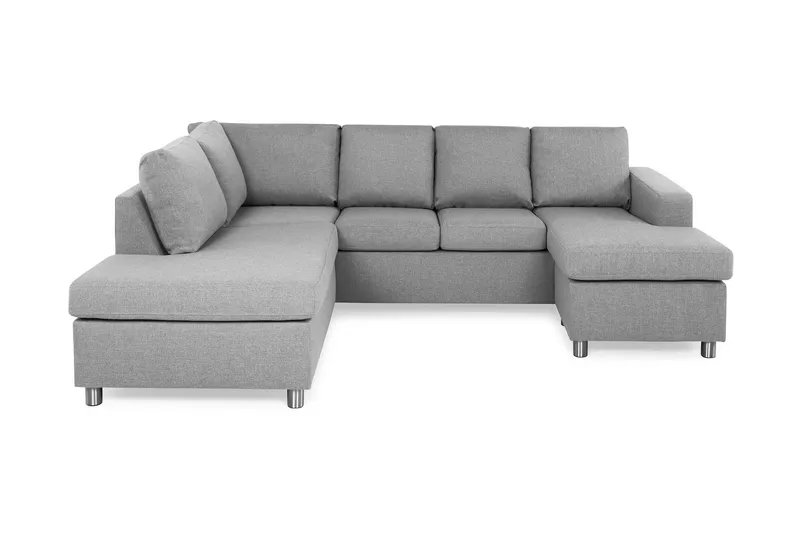 Crazy 4-sits Vänstervänd U-formad Large Soffa med Divan och Schäslong i Tyg, Grå