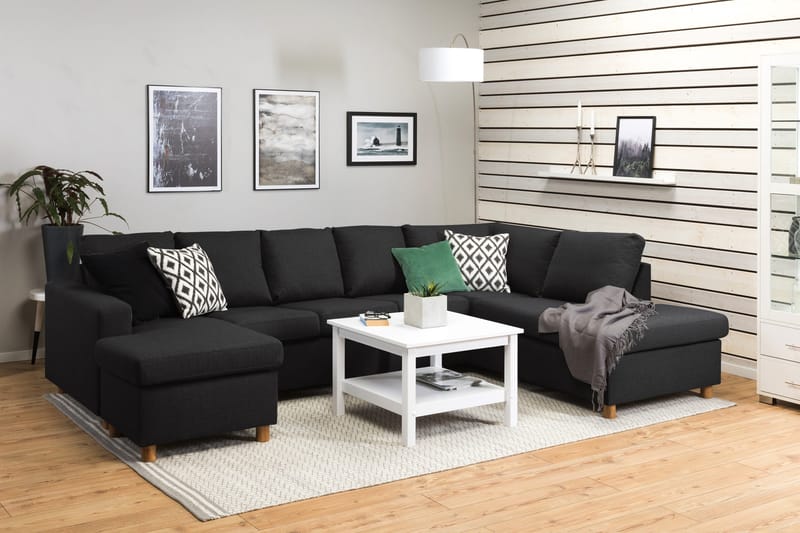 Crazy 5-sits Högervänd U-formad X-Large Soffa med Divan och Schäslong i Tyg - Antracit - Products - Möbler - Soffa - U-soffa