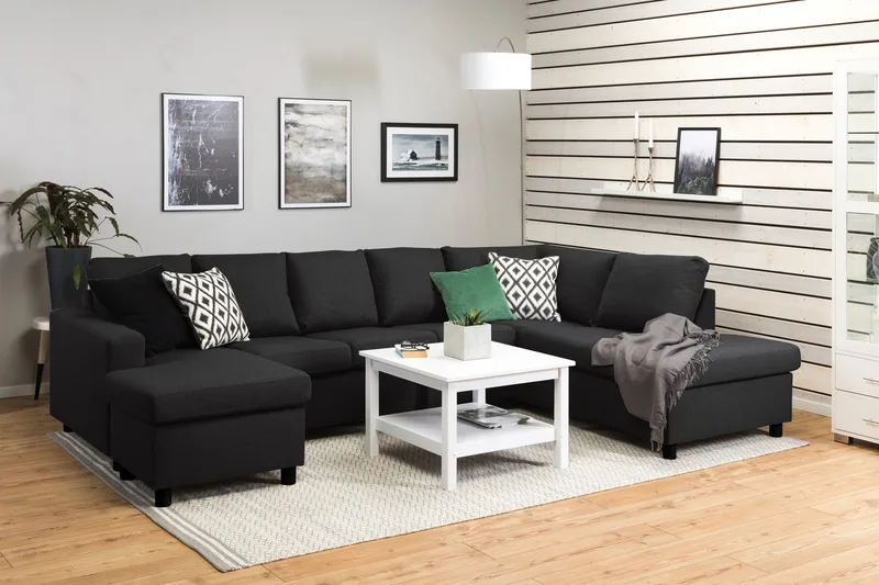 Crazy 5-sits Högervänd U-formad X-Large Soffa med Divan och Schäslong i Tyg - Antracit - Products - Möbler - Soffa - U-soffa