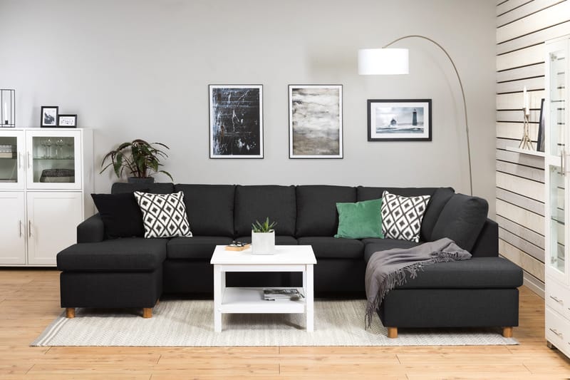 Crazy 5-sits Högervänd U-formad X-Large Soffa med Divan och Schäslong i Tyg - Antracit - Products - Möbler - Soffa - U-soffa