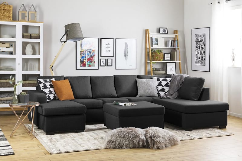 Crazy 5-sits Högervänd U-formad X-Large Soffa med Divan och Schäslong i Tyg - Antracit - Products - Möbler - Soffa - U-soffa