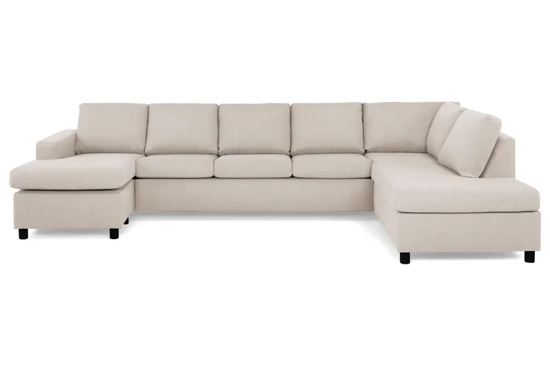 Crazy 5-sits Högervänd U-formad X-Large Soffa med Divan och Schäslong i Tyg, Beige