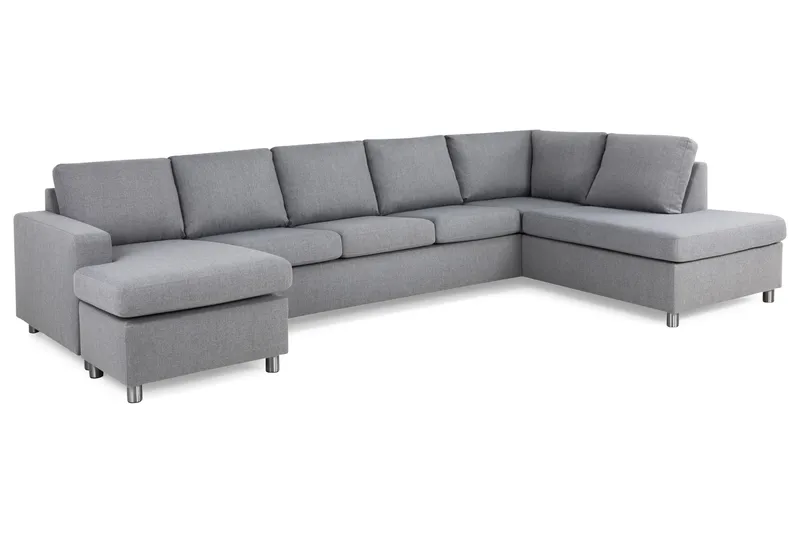 Crazy 5-sits Högervänd U-formad X-Large Soffa med Divan och Schäslong i Tyg - Grå - Products - Möbler - Soffa - U-soffa