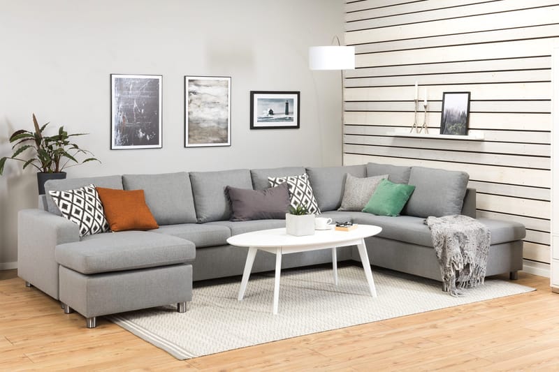 Crazy 5-sits Högervänd U-formad X-Large Soffa med Divan och Schäslong i Tyg - Grå - Products - Möbler - Soffa - U-soffa