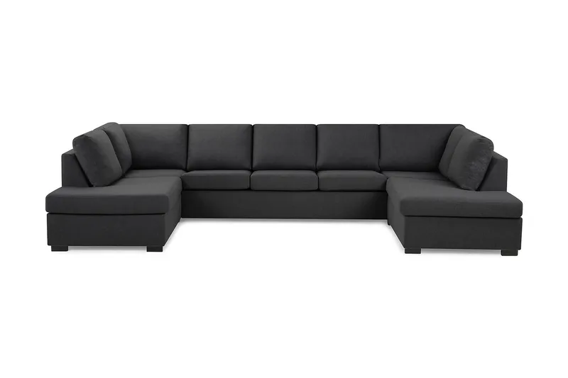 Crazy 5-sits U-formad Soffa med dubbelschäslong i Tyg, Mörkgrå