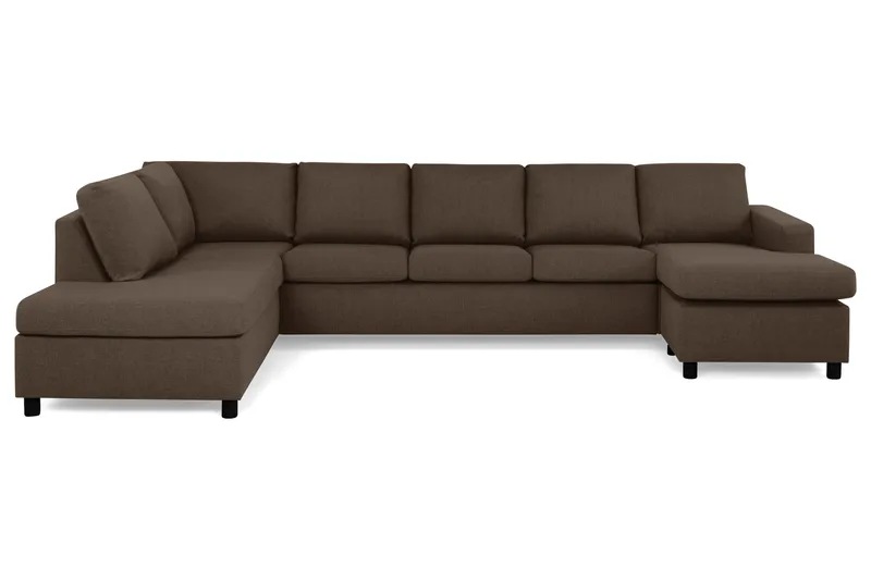 Crazy 5-sits Vänstervänd U-formad X-Large Soffa med Divan och Schäslong i Tyg, Brun