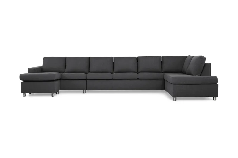 Crazy 6-sits Högervänd U-formad XX-Large Soffa med Divan och Schäslong i Tyg, Mörkgrå