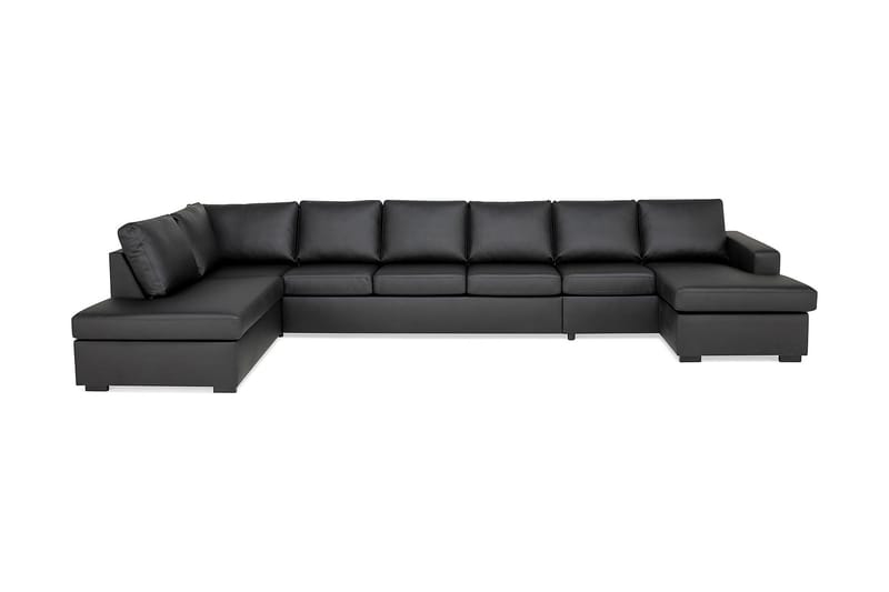 Crazy 6-sits Vänstervänd U-formad XX-Large Soffa med Divan och Schäslong i Konstläder, Svart