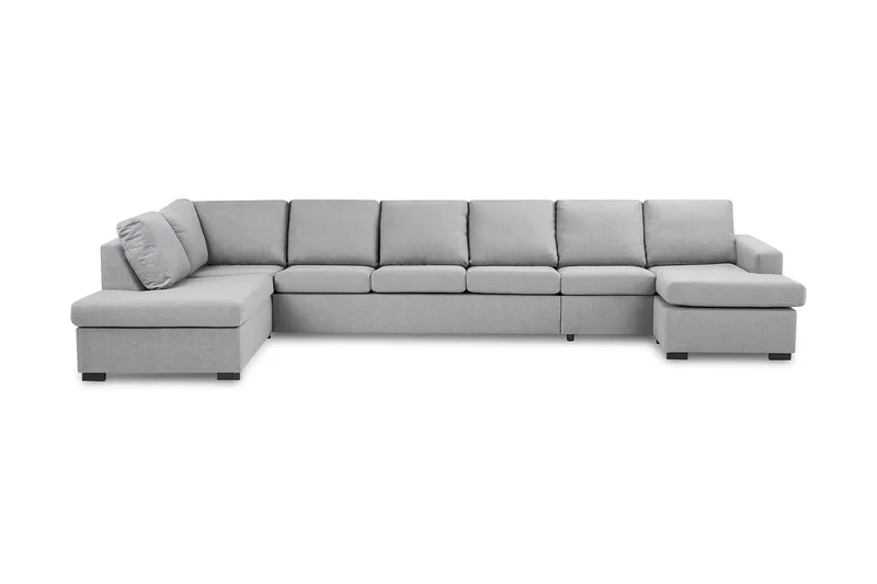 Crazy 6-sits Vänstervänd U-formad XX-Large Soffa med Divan och Schäslong i Tyg, Grå