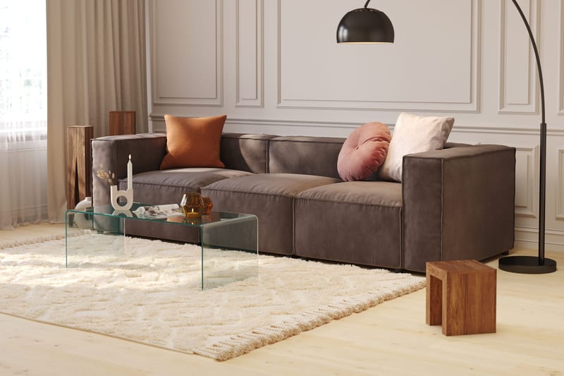 Cubo 4-sits Djup Modulsoffa i Sammet - Mörkgrå - Products - Möbler - Soffa - 3 sits soffa