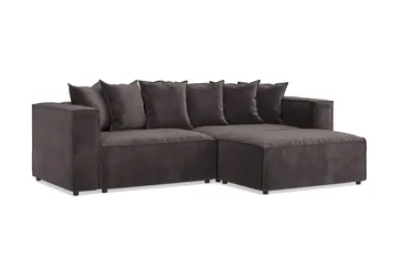 Cubo 4-sits L-formad Djup Modulsoffa med Divan i Sammet - Mörkgrå - Products - Möbler - Soffa - Divansoffa & schäslongsoffa