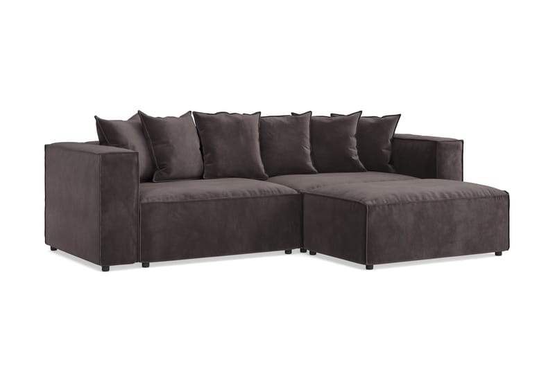 Cubo 4-sits L-formad Djup Modulsoffa med Divan i Sammet - Mörkgrå - Products - Möbler - Soffa - Divansoffa & schäslongsoffa