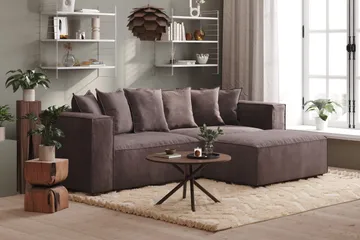 Cubo 4-sits L-formad Djup Modulsoffa med Divan i Sammet - Mörkgrå - Products - Möbler - Soffa - Divansoffa & schäslongsoffa