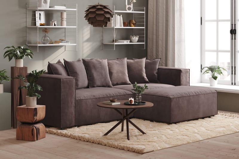 Cubo 4-sits L-formad Djup Modulsoffa med Divan i Sammet - Mörkgrå - Products - Möbler - Soffa - Divansoffa & schäslongsoffa
