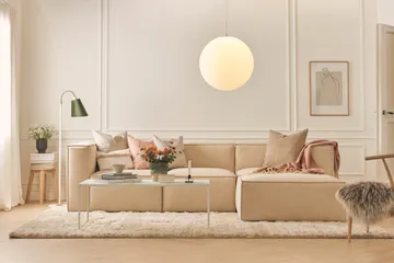 Cubo 4-sits L-formad Djup Modulsoffa med Divan i Tyg - Beige - Products - Möbler - Soffa - Divansoffa & schäslongsoffa