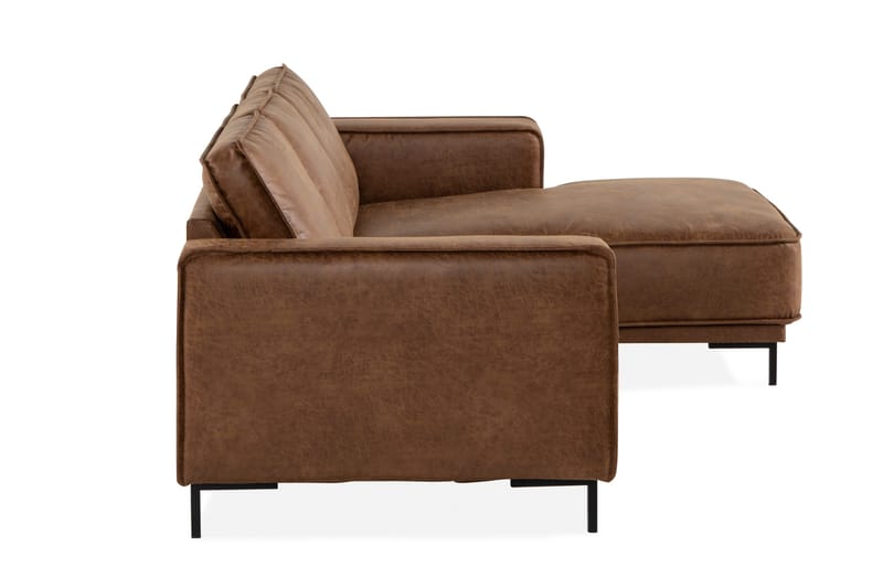 Akron 2-sits Soffa med Divan Höger Bondedläder - Brun - Products - Möbler - Soffa - Divansoffa & schäslongsoffa - 2 sits soffa med divan