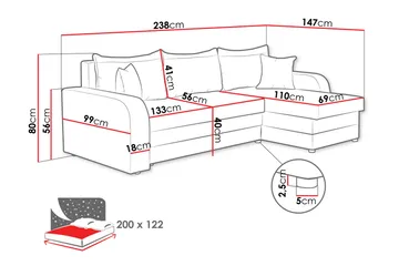 Alvared Soffa med Divan 3-sits - Svart - Products - Möbler - Soffa - Divansoffa & schäslongsoffa - 3 sits soffa med divan