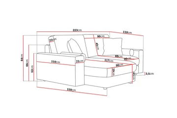 Arken Lyx 3-sits Vändbar L-formad Djup Divansoffa i Tyg - Grön - Products - Möbler - Soffa - Divansoffa & schäslongsoffa - 3 sits soffa med divan