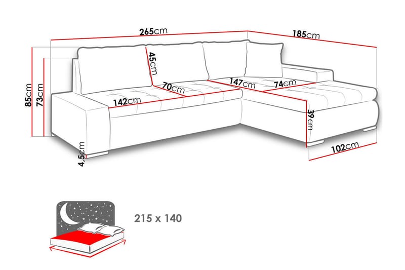 Cerys Soffa med Divan 3-sits - Ljusgrå - Products - Möbler - Soffa - Divansoffa & schäslongsoffa - 3 sits soffa med divan
