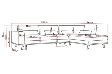 Copenhagen 4-sits Högervänd L-formad Schäslongsoffa i Konstläder - Brun - Products - Möbler - Soffa - Divansoffa & schäslongsoffa - 4 sits soffa med divan
