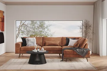 Copenhagen 4-sits Högervänd L-formad Schäslongsoffa i Konstläder - Brun - Products - Möbler - Soffa - Divansoffa & schäslongsoffa - 4 sits soffa med divan