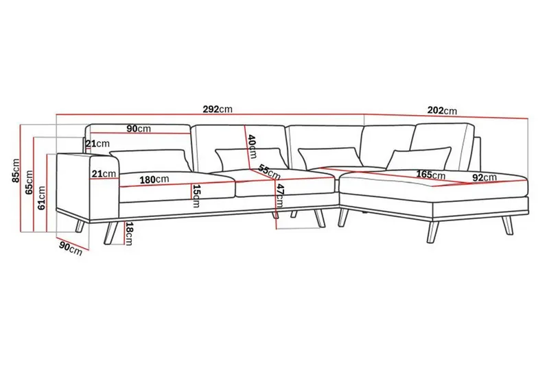 Copenhagen 4-sits Högervänd L-formad Schäslongsoffa i Sammet - Krämvit - Products - Möbler - Soffa - Divansoffa & schäslongsoffa - 4 sits soffa med divan