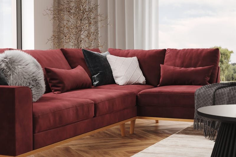 Copenhagen 4-sits Högervänd L-formad Schäslongsoffa i Sammet - Lila - Products - Möbler - Soffa - Divansoffa & schäslongsoffa - 4 sits soffa med divan