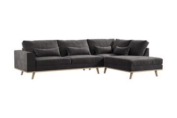 Copenhagen 4-sits Högervänd L-formad Schäslongsoffa i Sammet - Mörkgrå - Products - Möbler - Soffa - Divansoffa & schäslongsoffa - 4 sits soffa med divan