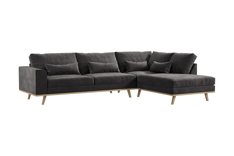Copenhagen 4-sits Högervänd L-formad Schäslongsoffa i Sammet - Mörkgrå - Products - Möbler - Soffa - Divansoffa & schäslongsoffa - 4 sits soffa med divan
