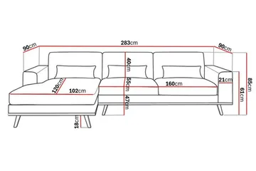 Copenhagen 4-sits Vänstervänd L-formad Divansoffa i Sammet - Lila - Products - Möbler - Soffa - Divansoffa & schäslongsoffa - 4 sits soffa med divan
