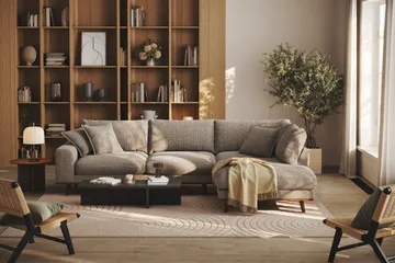 Copenhagen Premium 4-sits Högervänd L-formad Djup Schäslongsoffa i Chenille - Brun - Products - Möbler - Soffa - Divansoffa & schäslongsoffa - 4 sits soffa med divan