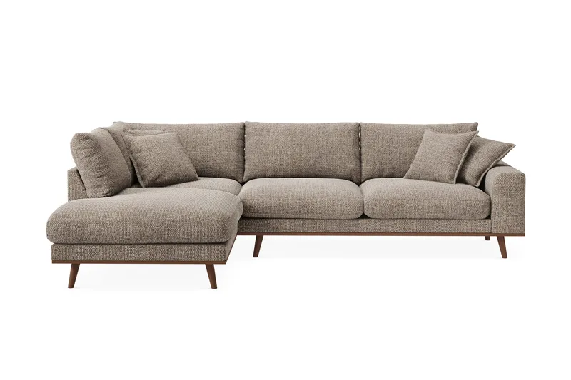 Copenhagen Premium 4-sits Vänstervänd L-formad Djup Schäslongsoffa i Chenille, Brun