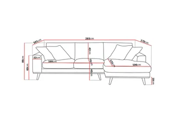 Copenhagen Premium 4-sits Högervänd L-formad Djup Divansoffa i Tyg - Ljusbrun - Products - Möbler - Soffa - Divansoffa & schäslongsoffa - 3 sits soffa med divan