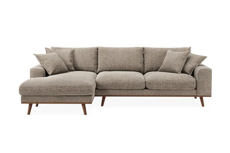 Copenhagen Premium 4-sits Vänstervänd L-formad Djup Divansoffa i Chenille, Brun
