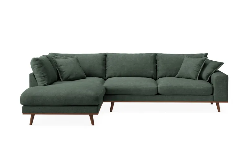 Copenhagen Premium 4-sits Vänstervänd L-formad Djup Schäslongsoffa i Tyg, Grön