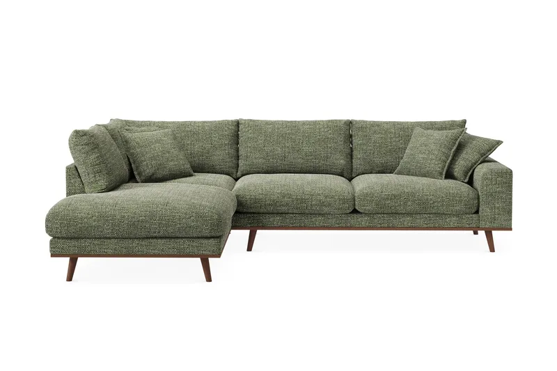 Copenhagen Premium 4-sits Vänstervänd L-formad Djup Schäslongsoffa i Chenille, Grön