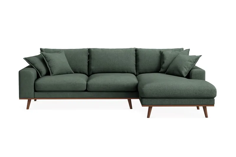 Copenhagen Premium 4-sits Högervänd L-formad Djup Divansoffa i Tyg, Grön
