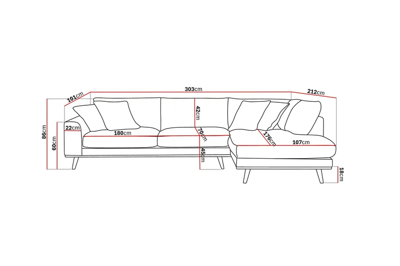 Copenhagen Premium 4-sits Högervänd L-formad Djup Schäslongsoffa i Tyg - Ljusbrun - Products - Möbler - Soffa - Divansoffa & schäslongsoffa - 4 sits soffa med divan