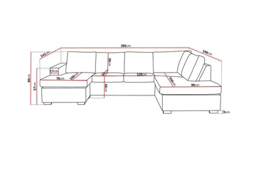 Crazy 4-sits Högervänd U-formad Large Soffa med Divan och Schäslong i Tyg - Grå - Products - Möbler - Soffa - Divansoffa & schäslongsoffa - 4 sits soffa med divan
